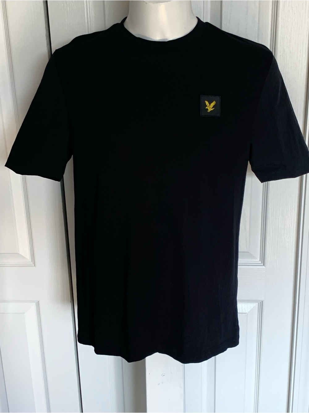 Lyle & Scott Black Short Sleeve Crew T-Shirt with Yellow Logo Patch